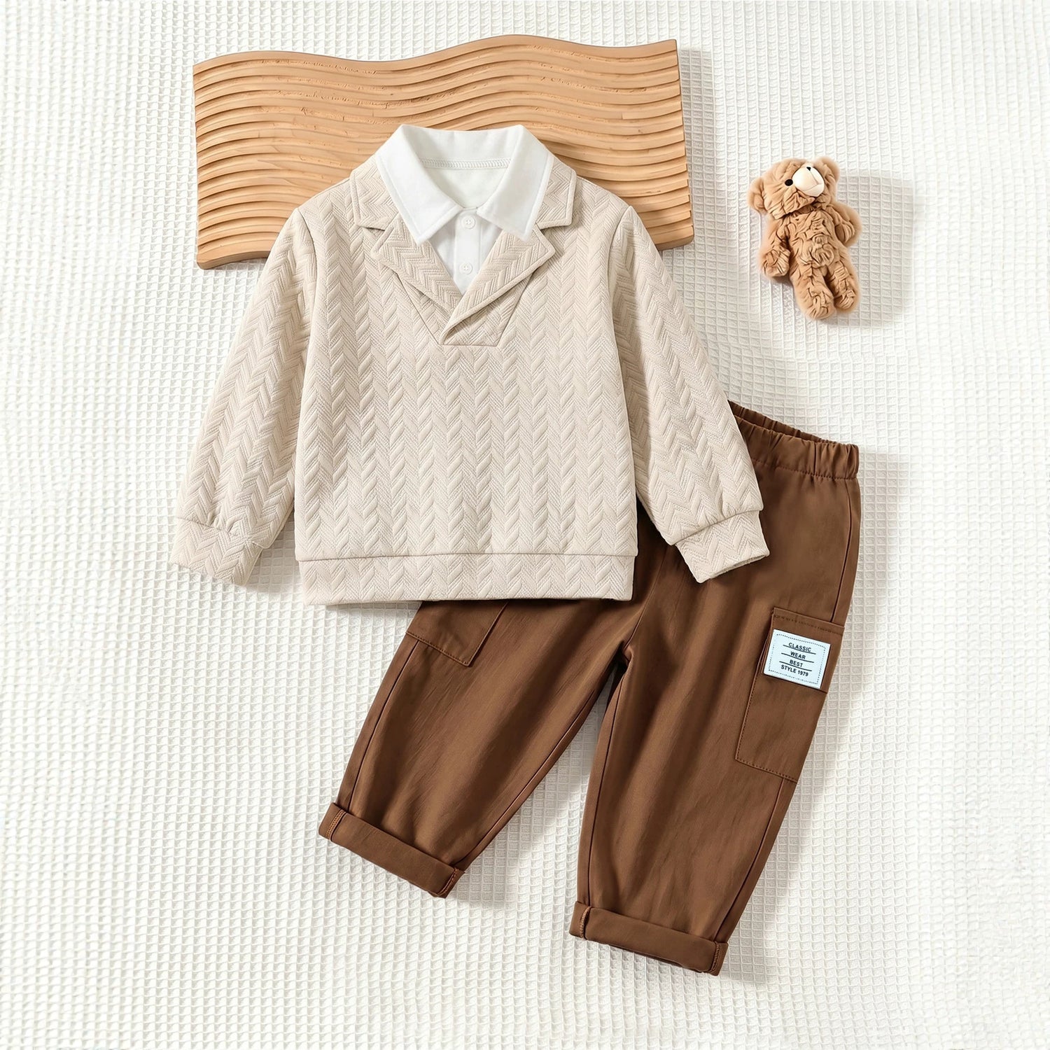Ensemble 2 pièces garçon - Pull tressé & Pantalon
