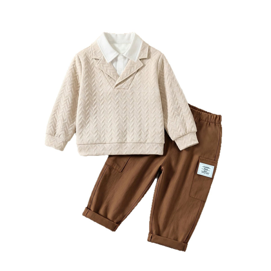 Ensemble 2 pièces garçon - Pull tressé & Pantalon